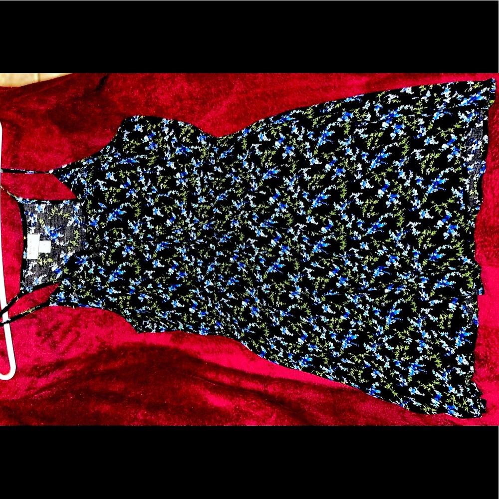 COPY - Mission Supply & Co XL Black w/blue white & green flower Maxi Dress